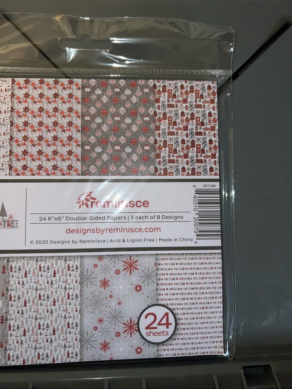Reminisce Holiday Patterned Double-Sided Craft Paper - Red & Gray